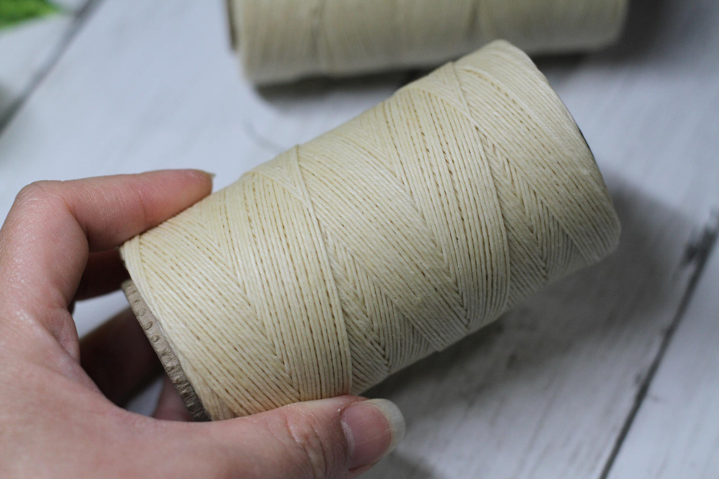 Natural - Waxed Linen Thread 4 ply, 10m, spool