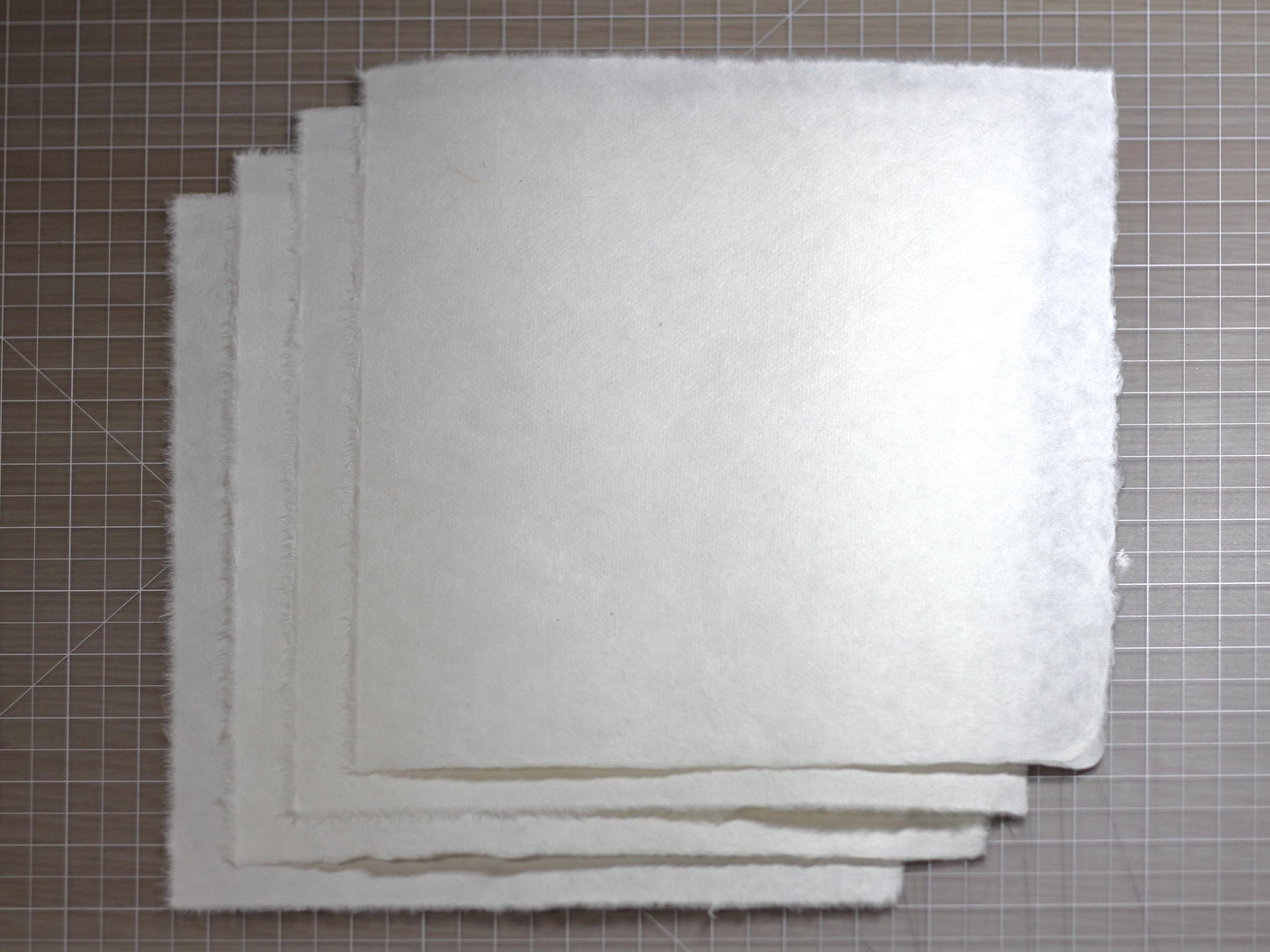 Mulberry paper 11” x 10”, Natural White, Smooth surface, Deckle edges paper sheet